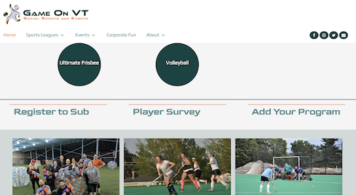 Screenshot of the UVM CS Fair home page