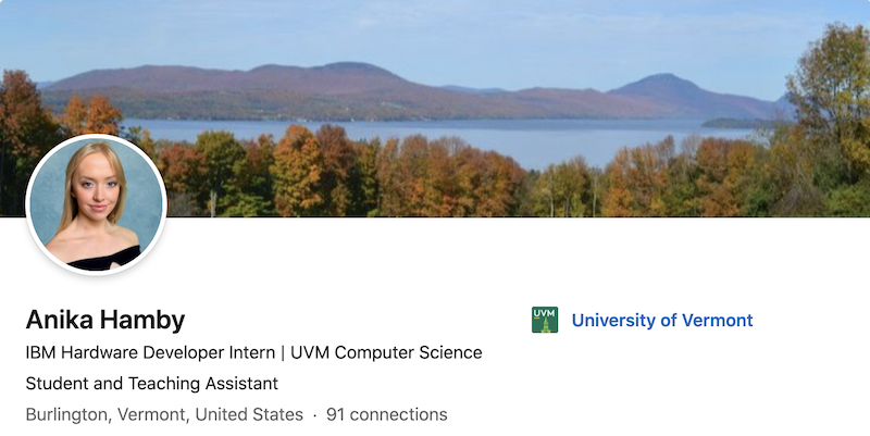 Screenshot of my linkedin page header